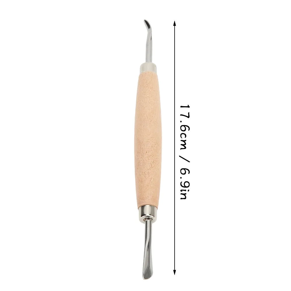 2-Pc Wooden Handle Leather Carving & Modeling Tools Set