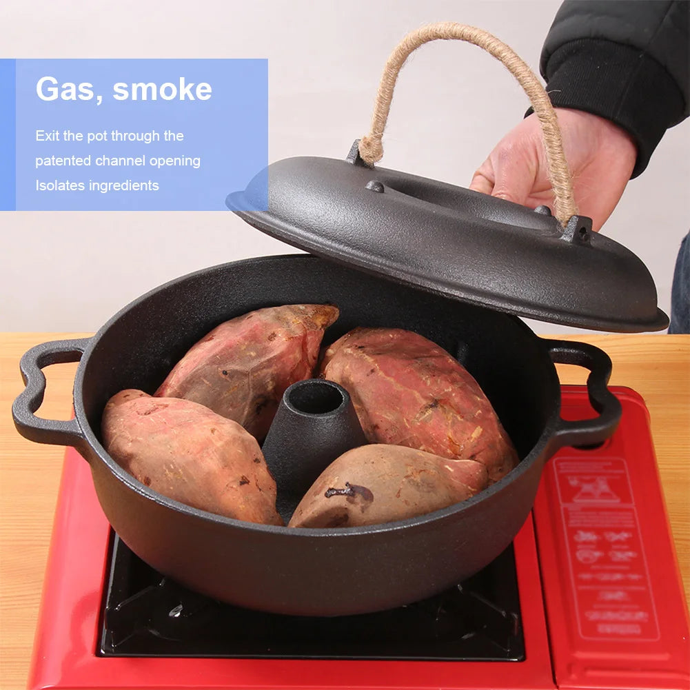 Cast Iron Sweet Potato & Garlic Roaster Pan with Lid