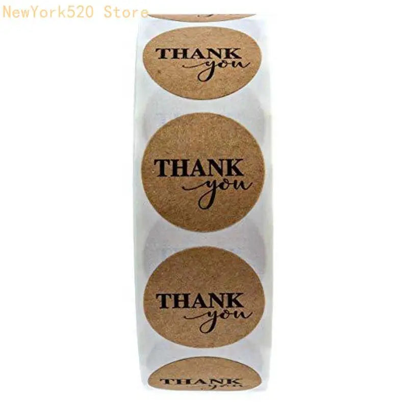 500pcs Kraft Thank You Stickers Round Seal Labels – Roll