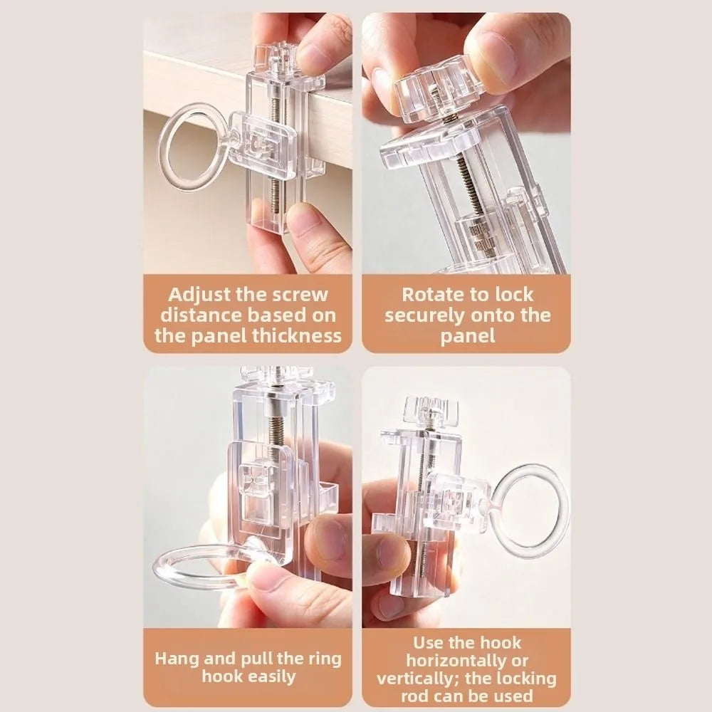 Clear Clip-On Curtain Rod Holder – Adjustable Clamp Bracket