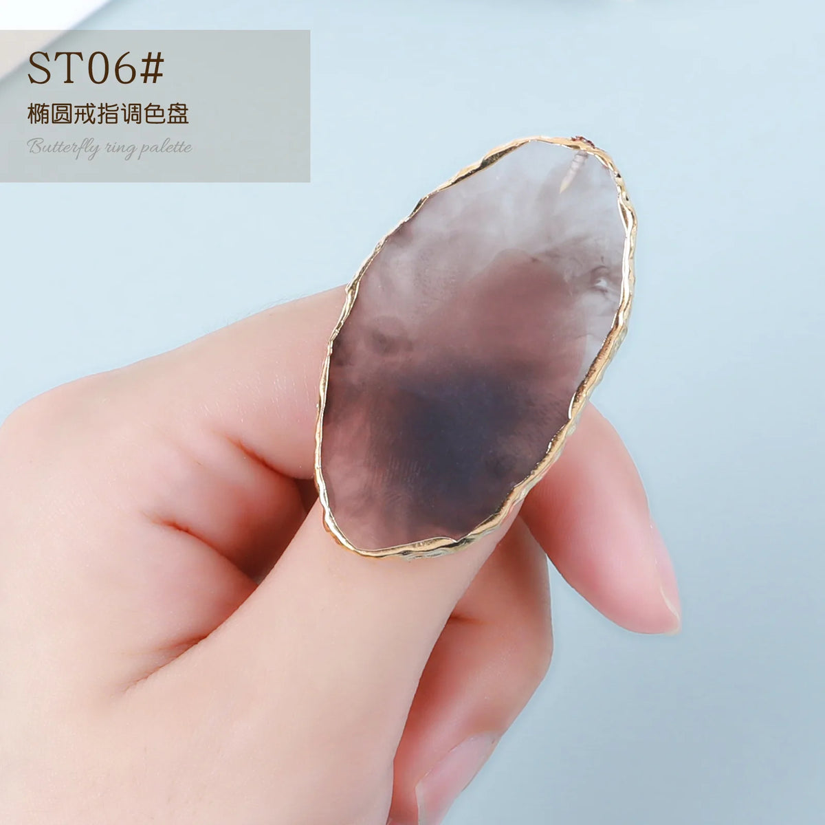 Nail Ring Palette Crystal Resin Marble Finger-Worn Gel Mixing Plate