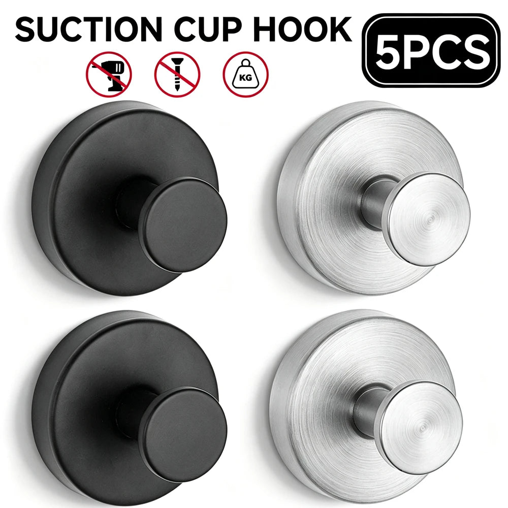 No-Drill Suction Cup Hooks Stainless Steel – Bathroom & Kitchen