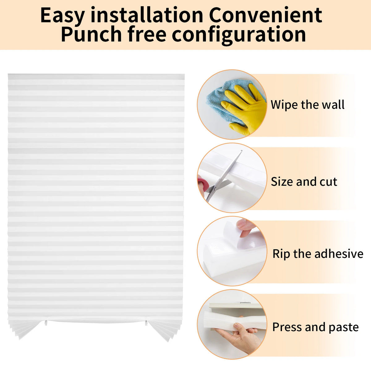 Cordless No-Drill Pleated Paper Blinds – Cut to Size