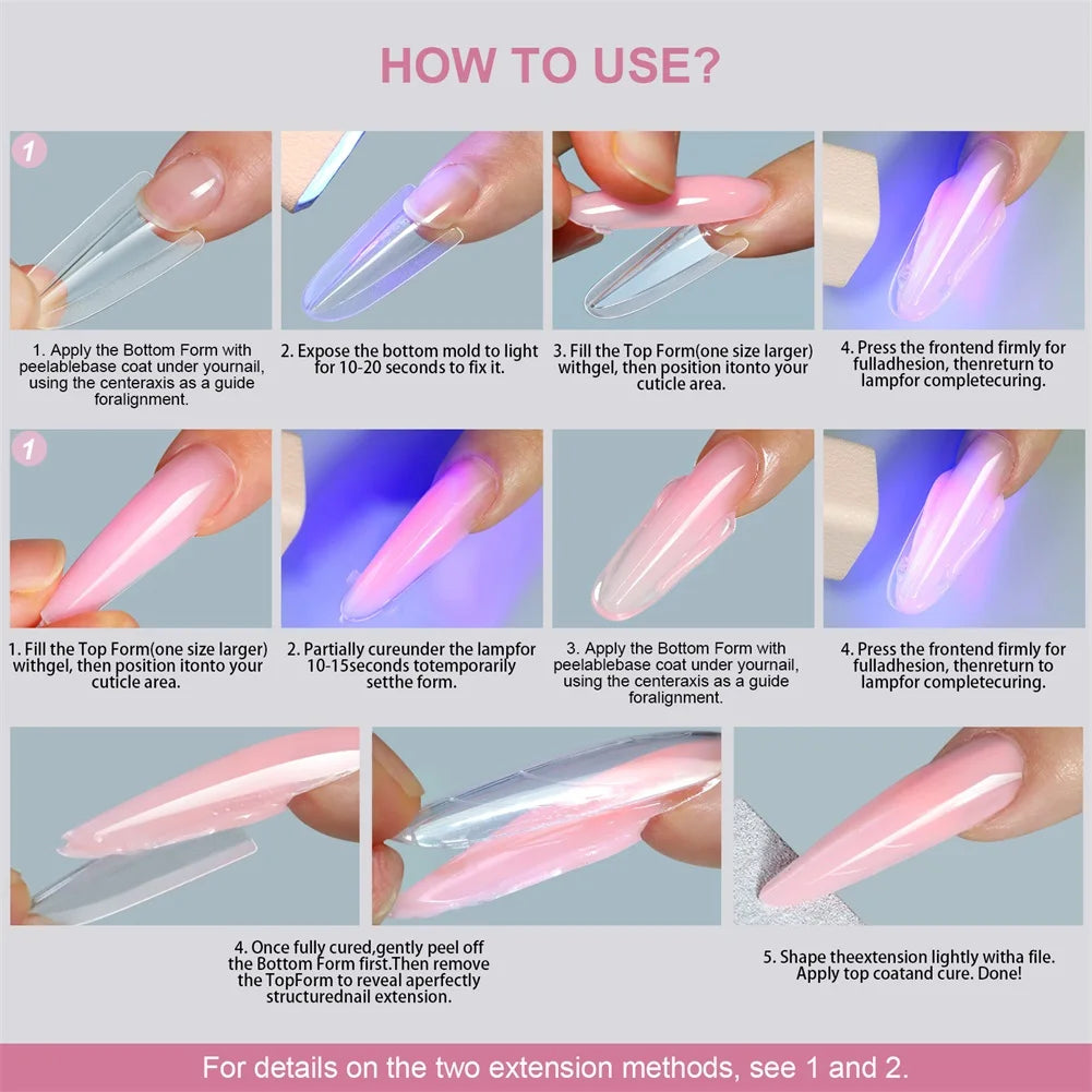 256pcs Sandwich Nail Extension Molds – Dual Forms Poly Gel Kit