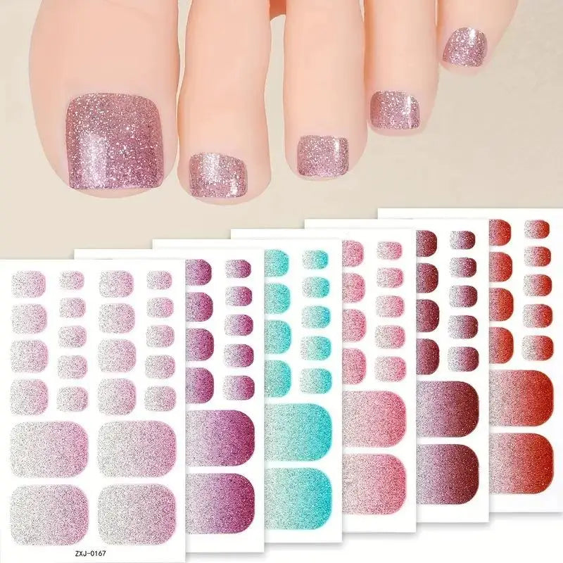 Glitter Self-Adhesive Toe Nail Wraps – Full Cover Shiny Decals