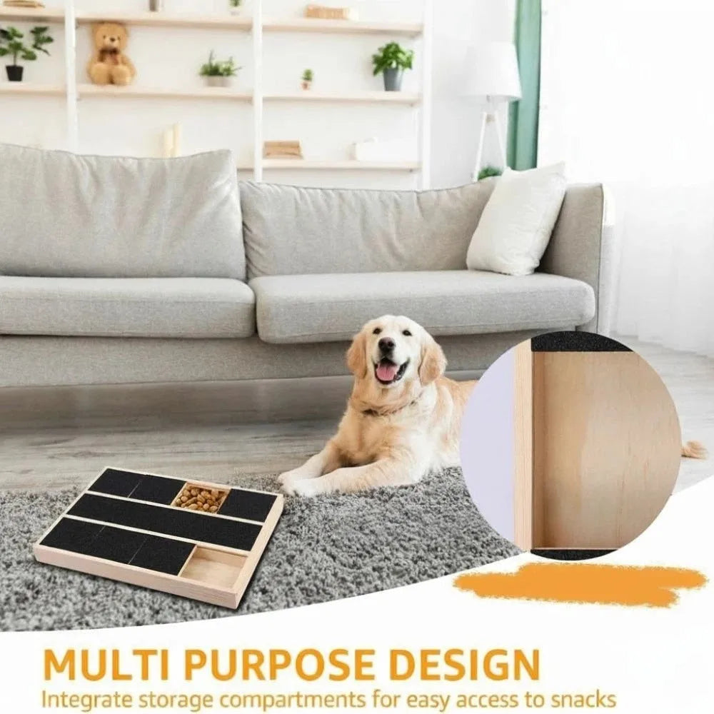 Wooden Dog Nail Scratch Board with Pull-Out Snack Box