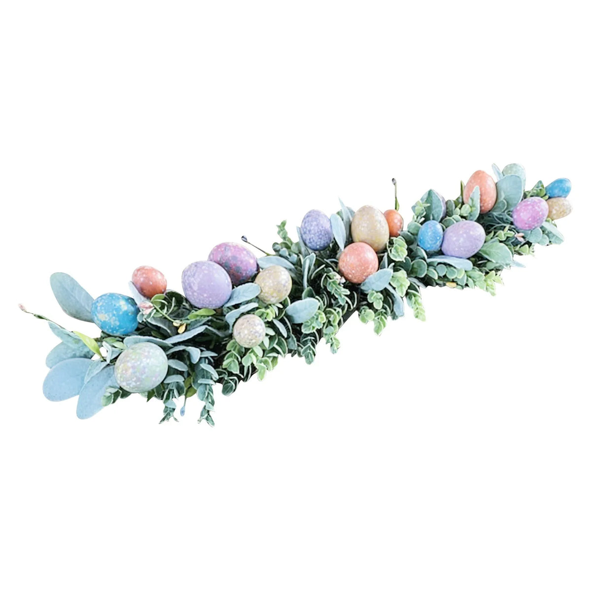 Easter Egg Wreath with Bow Ribbon – 18" Handmade Door Decor