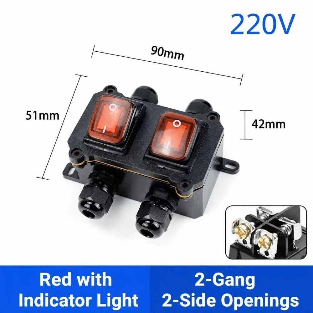 IP67 Waterproof Inline Power Switch 30A 110V–220V Heavy Duty