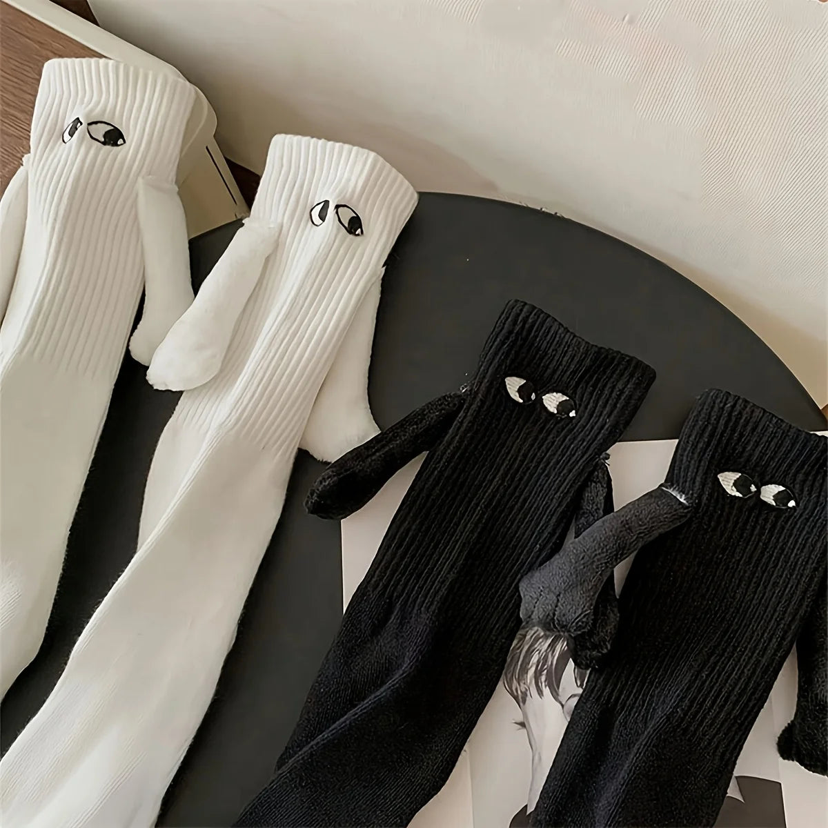 Magnetic Toe Link Couple Socks – Cartoon Novelty Knee-High