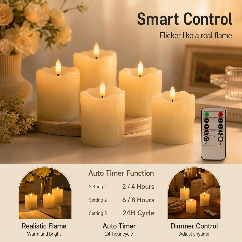 6-Pack Flameless LED Tea Light Candles with Remote & Timer