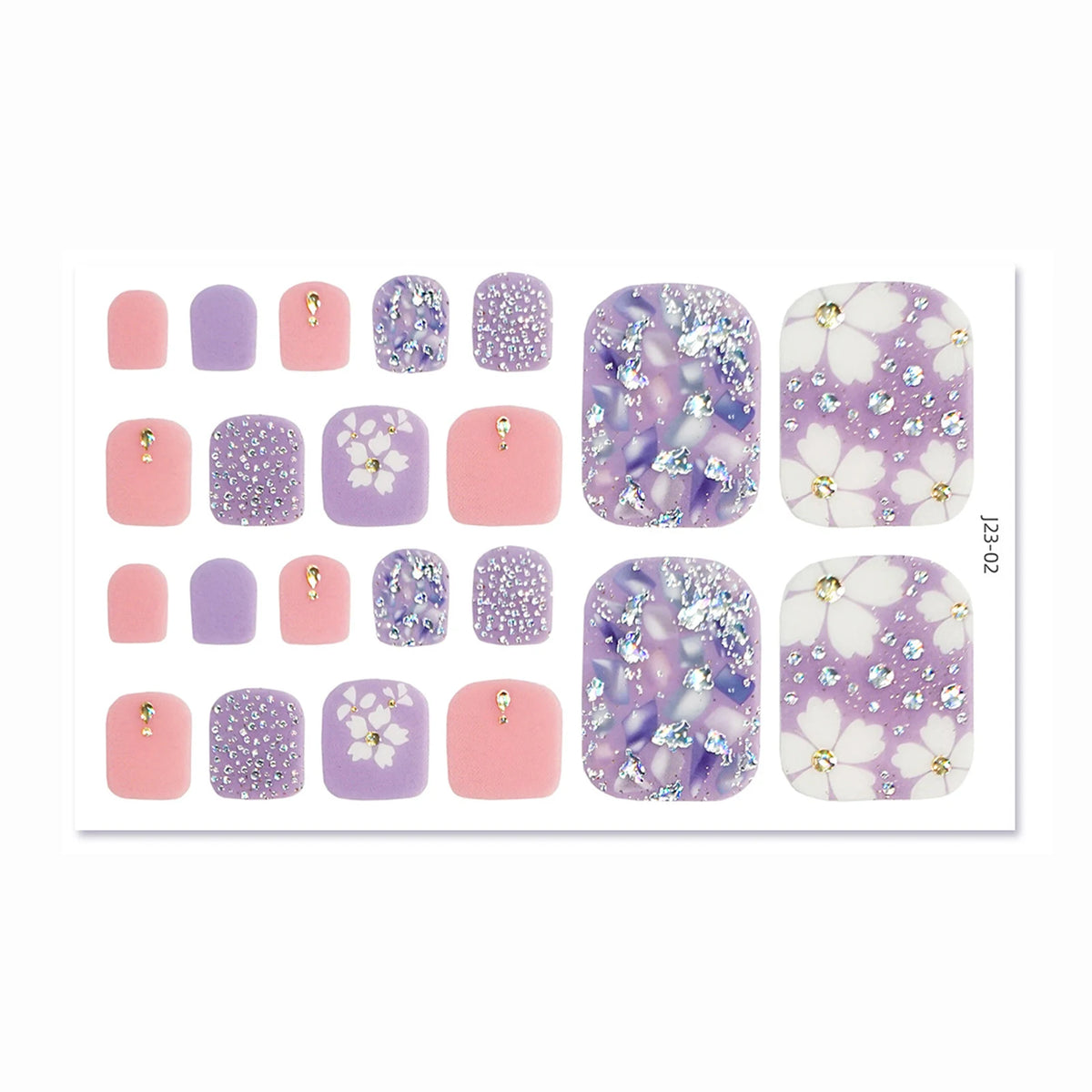 Glitter Toe Nail Stickers – 22-Tip Full Cover DIY Nail Art Decals