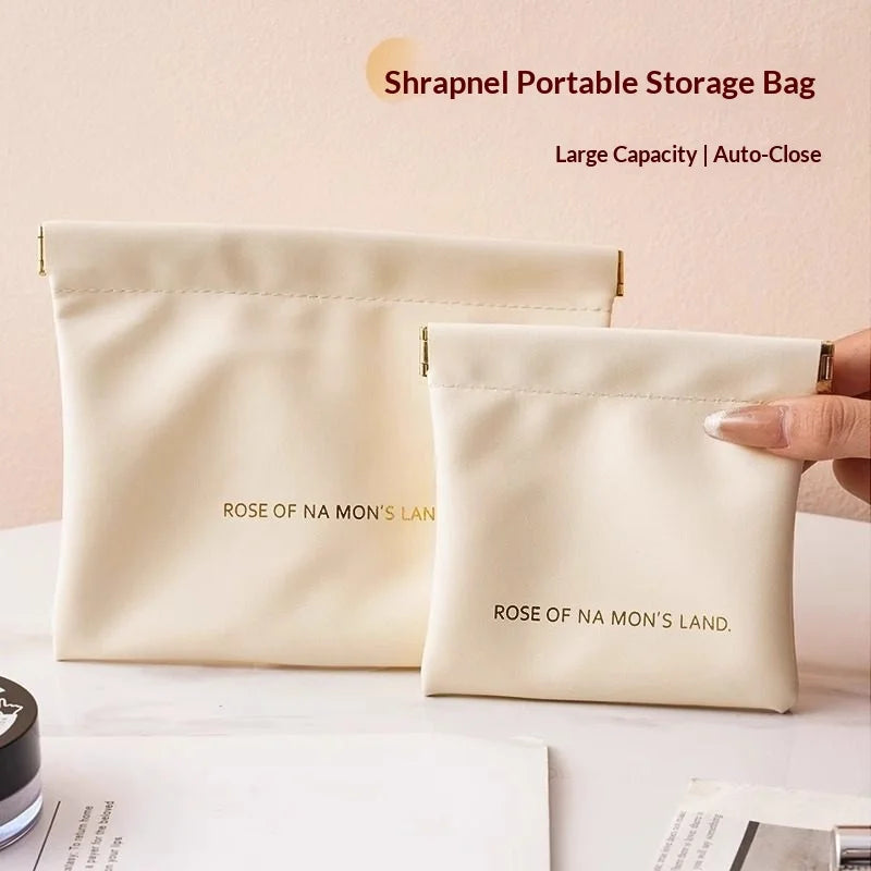 Self-Closing PU Leather Mini Pouch | Lipstick & Travel Bag