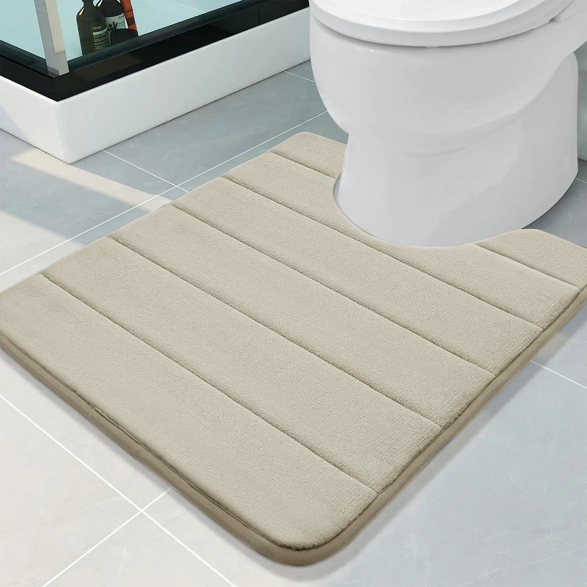 U-Shape Toilet Mat Non-Slip Shaggy Microfiber Bath Rug