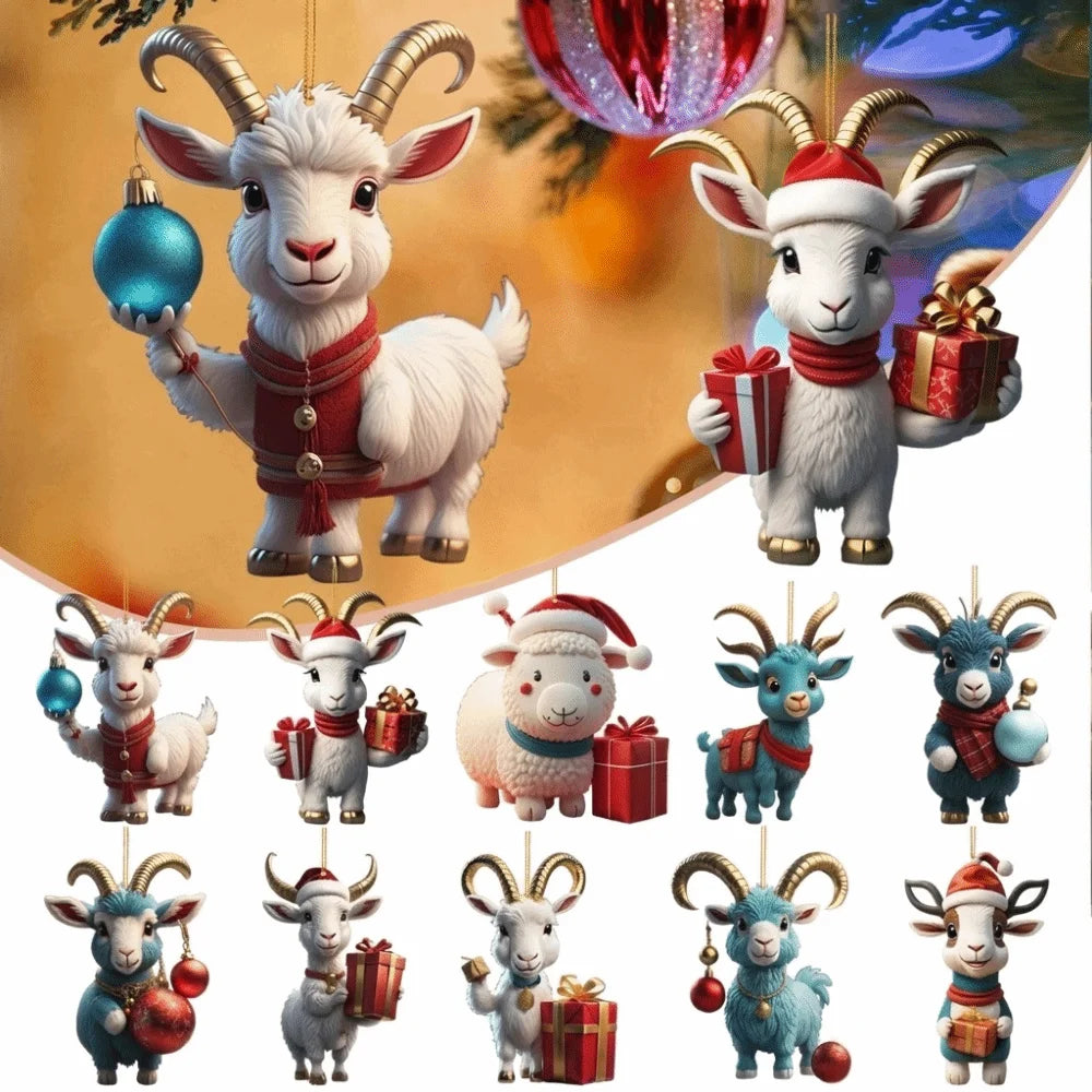 Cute Cartoon Goat Christmas Tree Hanging Ornament