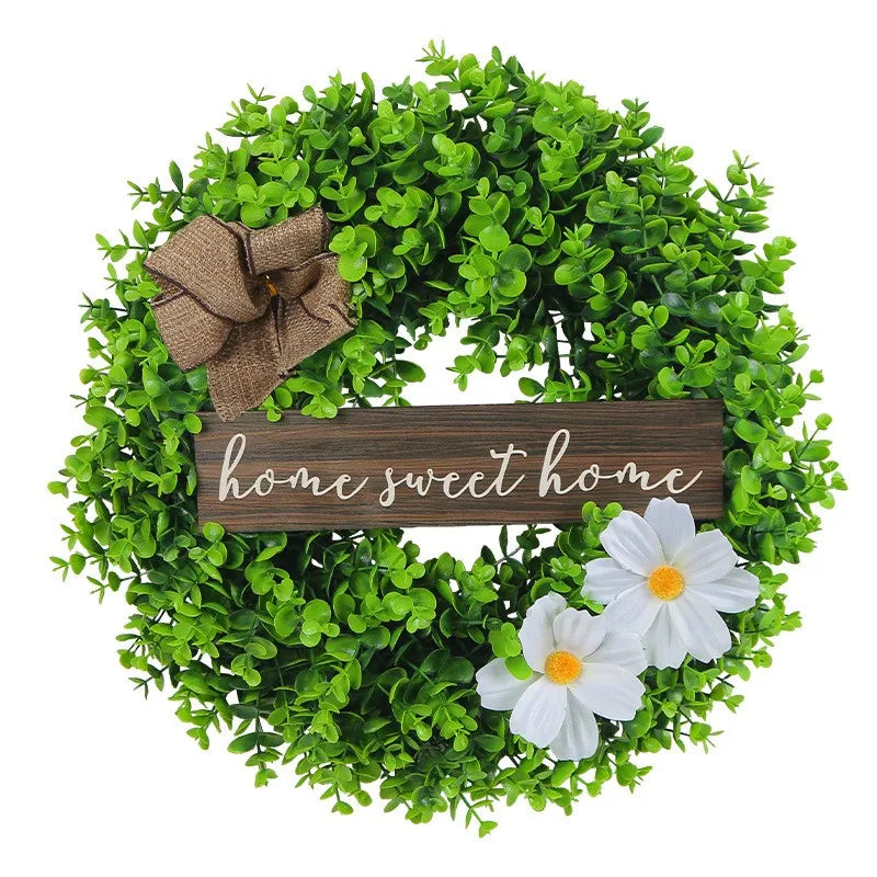 Easter Egg Wreath with Bow Ribbon – 18" Handmade Door Decor