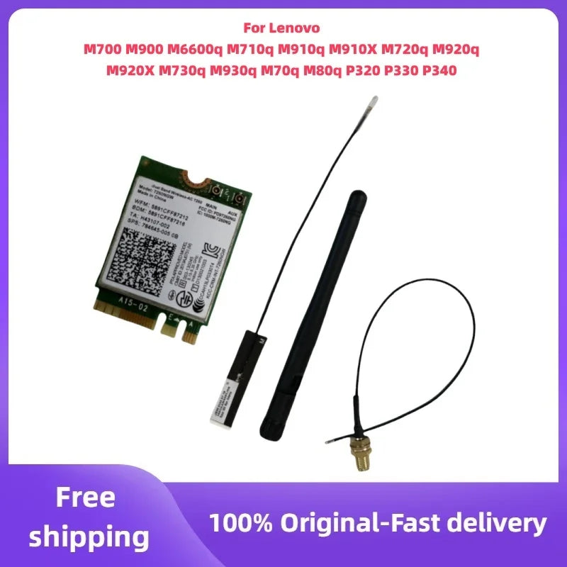 WiFi Antenna Cable & 7260AC Card for Lenovo ThinkCentre M720Q M920Q