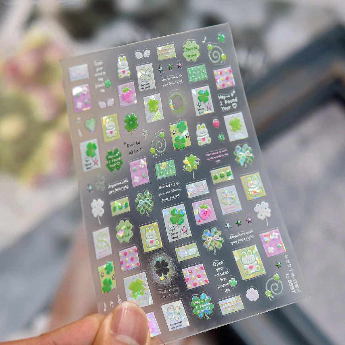 Lucky Clover Spring Flower Shining Self-Adhesive Nail Art Stickers