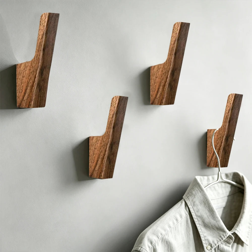 L-Shape Wood Wall Hook – Coat Hat Key Entryway Hanger