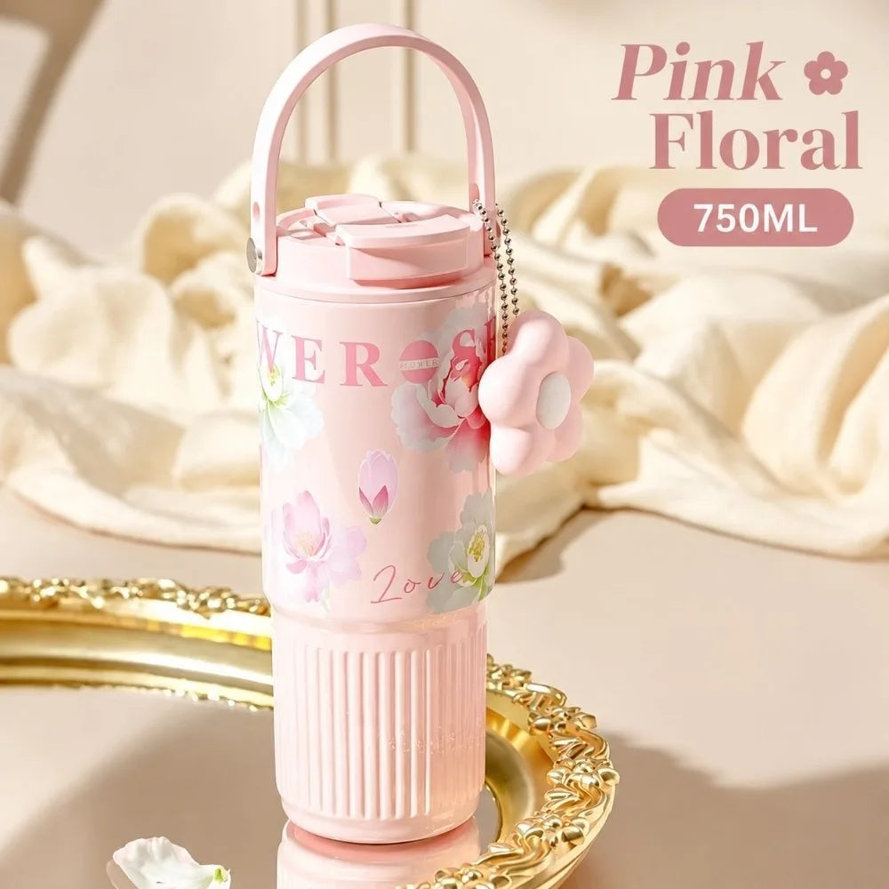 VIBE 750ml Floral Insulated Stainless Steel Tumbler for Women