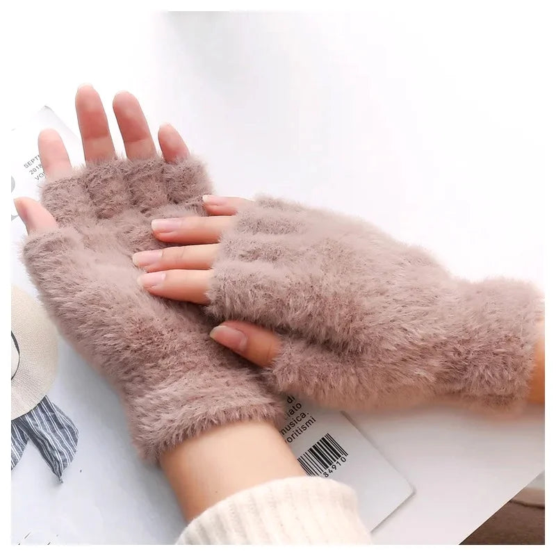 Half Finger Touch Screen Winter Gloves – Unisex Warm Mittens