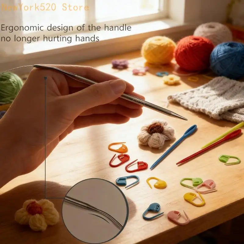 Circular Knitting Needle Set 2mm–6mm Stainless Steel 100cm