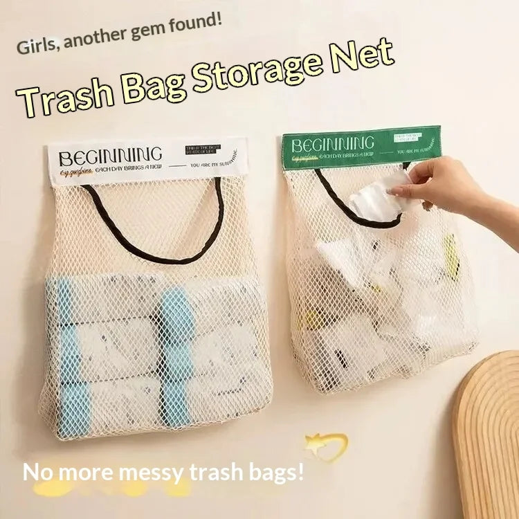 Wall Mount Mesh Bag Organizer – Adhesive Kitchen Bag Dispenser