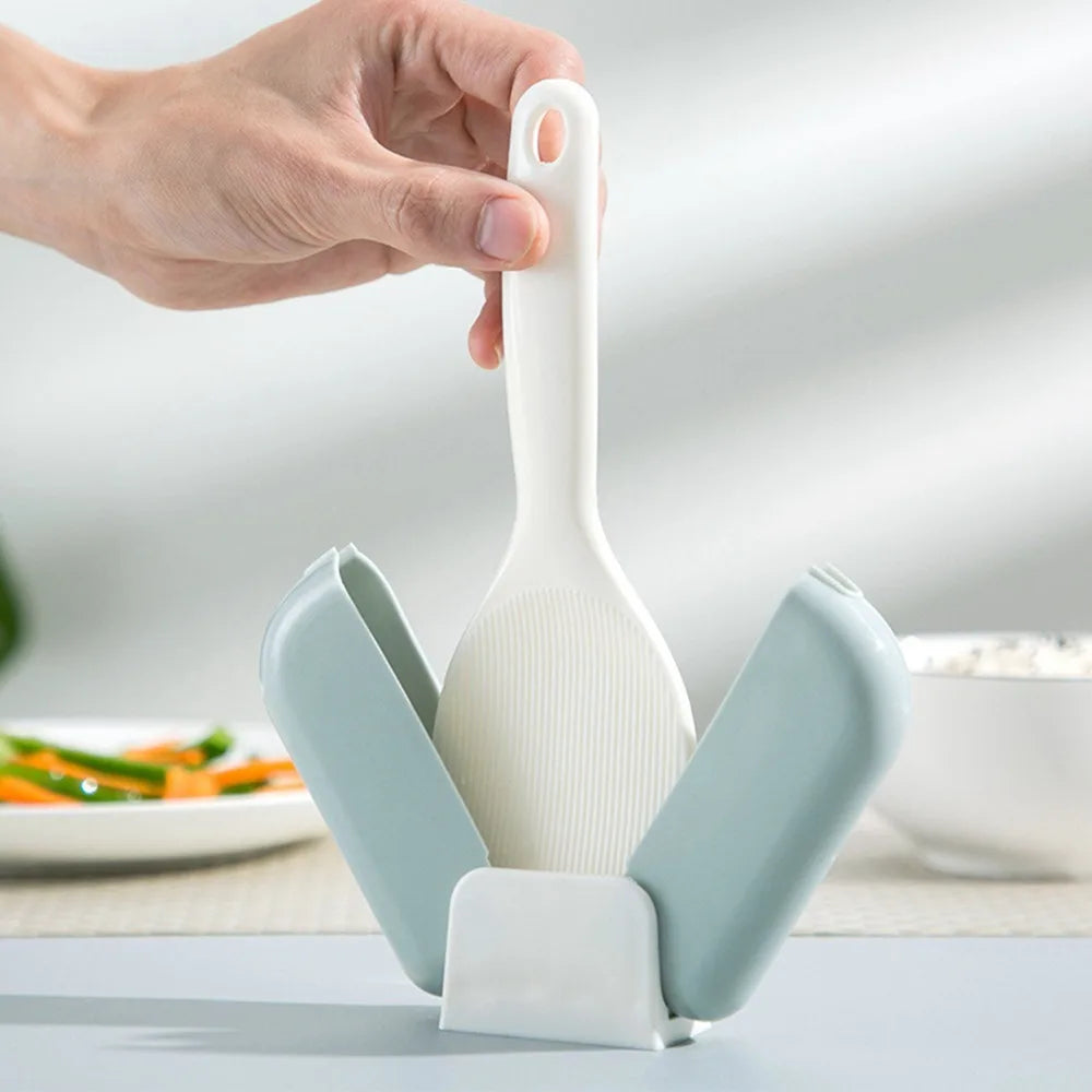 2-Pack Non-Stick Rice Scoop with Dust-Proof Storage Holder