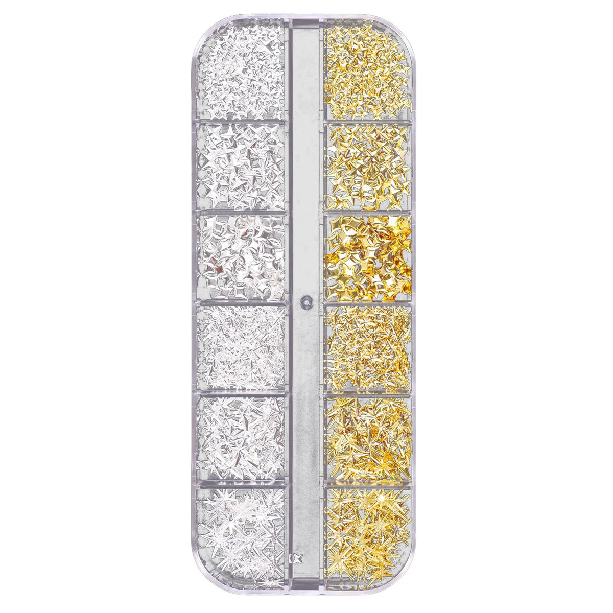 12-Grid 3D Nail Charms Gold Silver Punk Metal Art Decorations