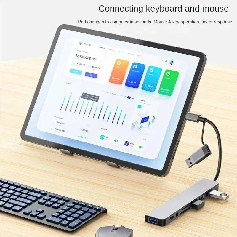 8-in-2 USB Hub Docking Station – USB C, 3.0, SD/TF Reader