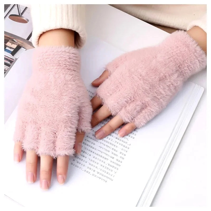 Half Finger Touch Screen Winter Gloves – Unisex Warm Mittens