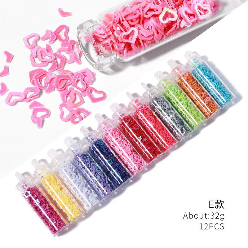 12-Bottle Nail Art Glitter Sequins Set – Face, Hair & Body