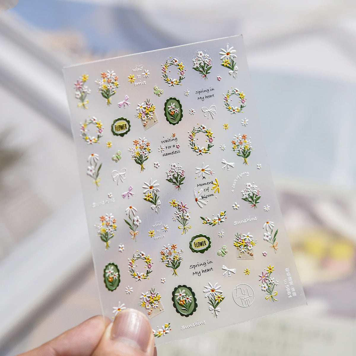 Spring Wildflower 5D Embossed Nail Art Stickers | 3D Garland