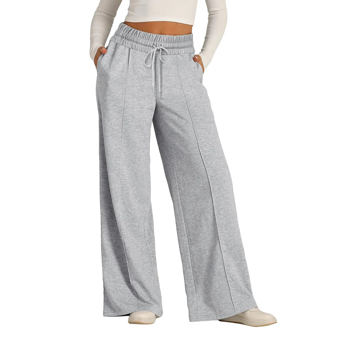 Women's Wide Leg Fleece Lined Sweatpants High Waist Joggers
