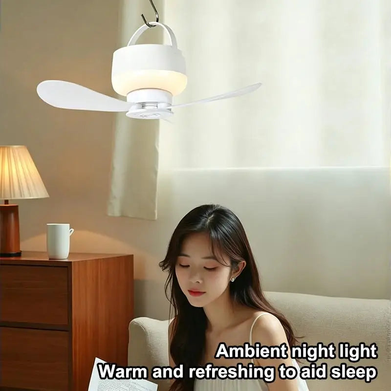 USB Rechargeable Ceiling Fan with Light & Remote Control