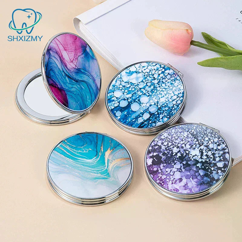 Vintage Stripe Mini Compact Makeup Mirror – Magnifying Portable