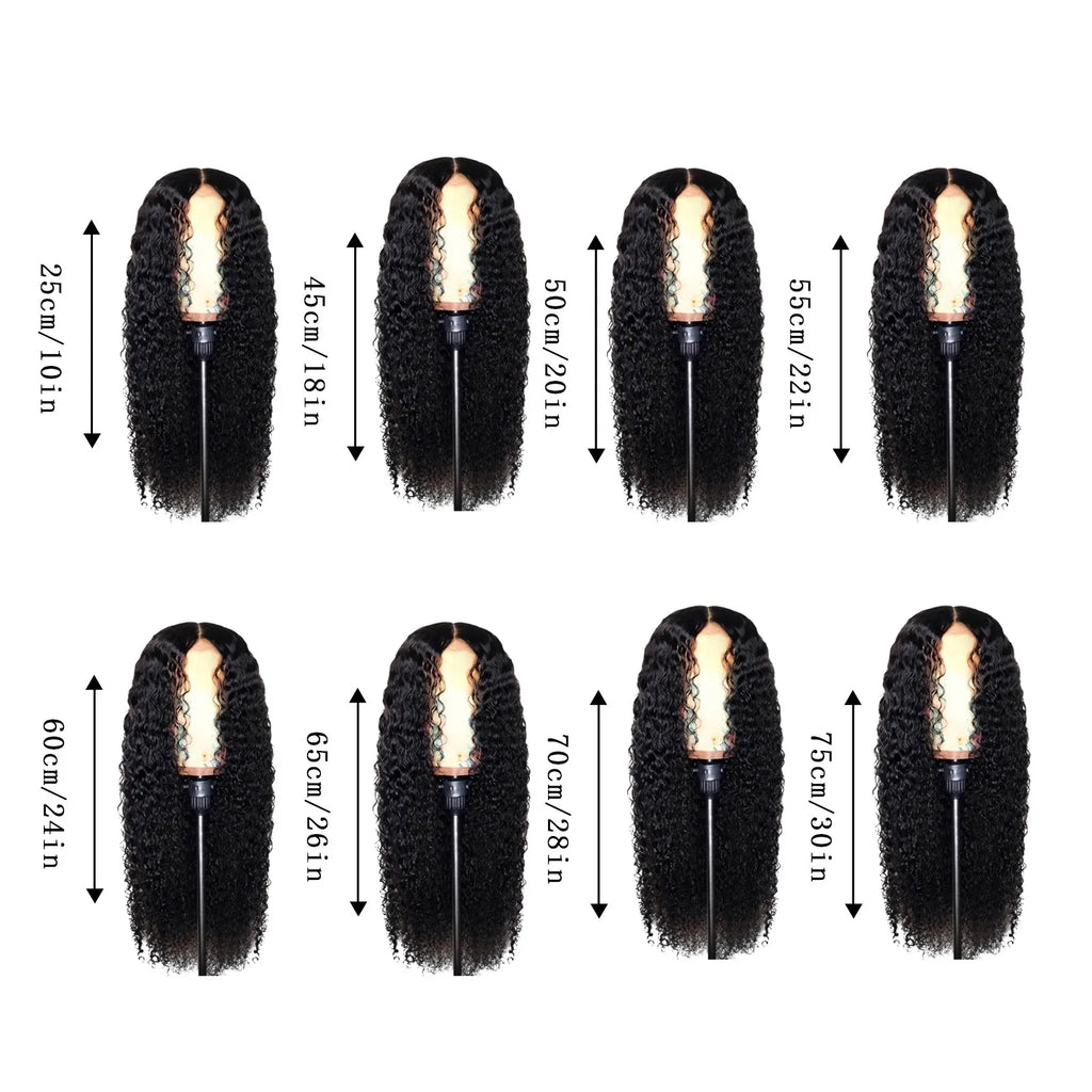 Deep Wave Synthetic Wig – Natural Black Curly U-Part Wig