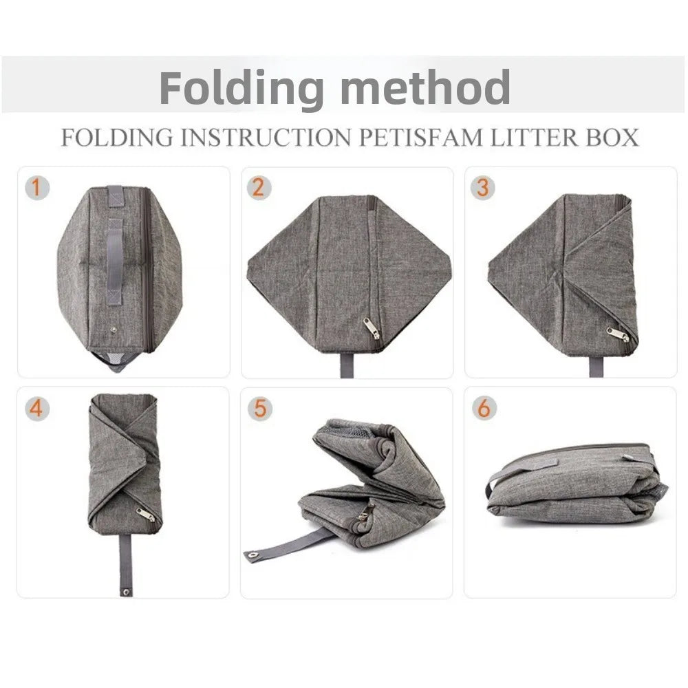 Foldable Waterproof Cat Litter Box – Portable Oxford Cloth