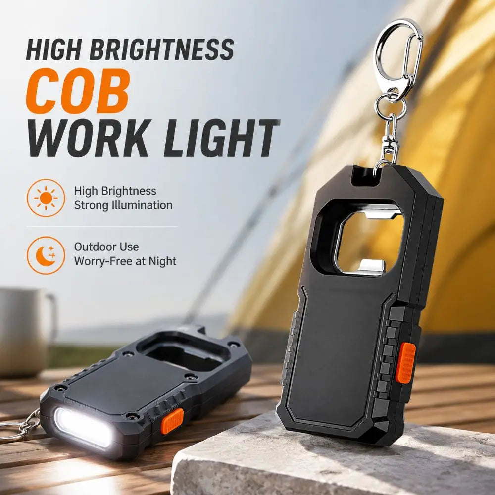 LED COB Keychain Flashlight USB Rechargeable Mini Work Light