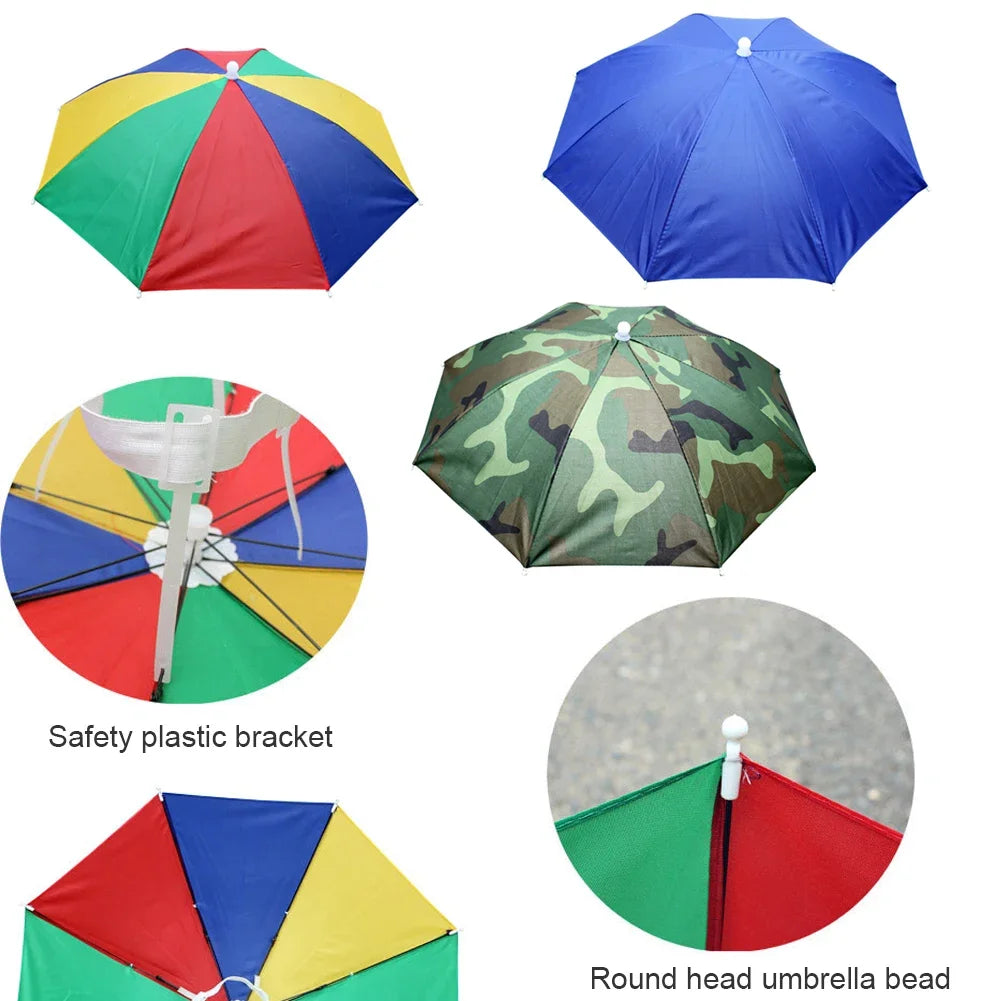 Foldable Umbrella Hat – Hands-Free Sun & Rain Cap for Outdoors