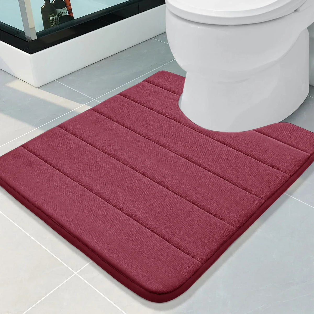 U-Shape Toilet Mat Non-Slip Shaggy Microfiber Bath Rug