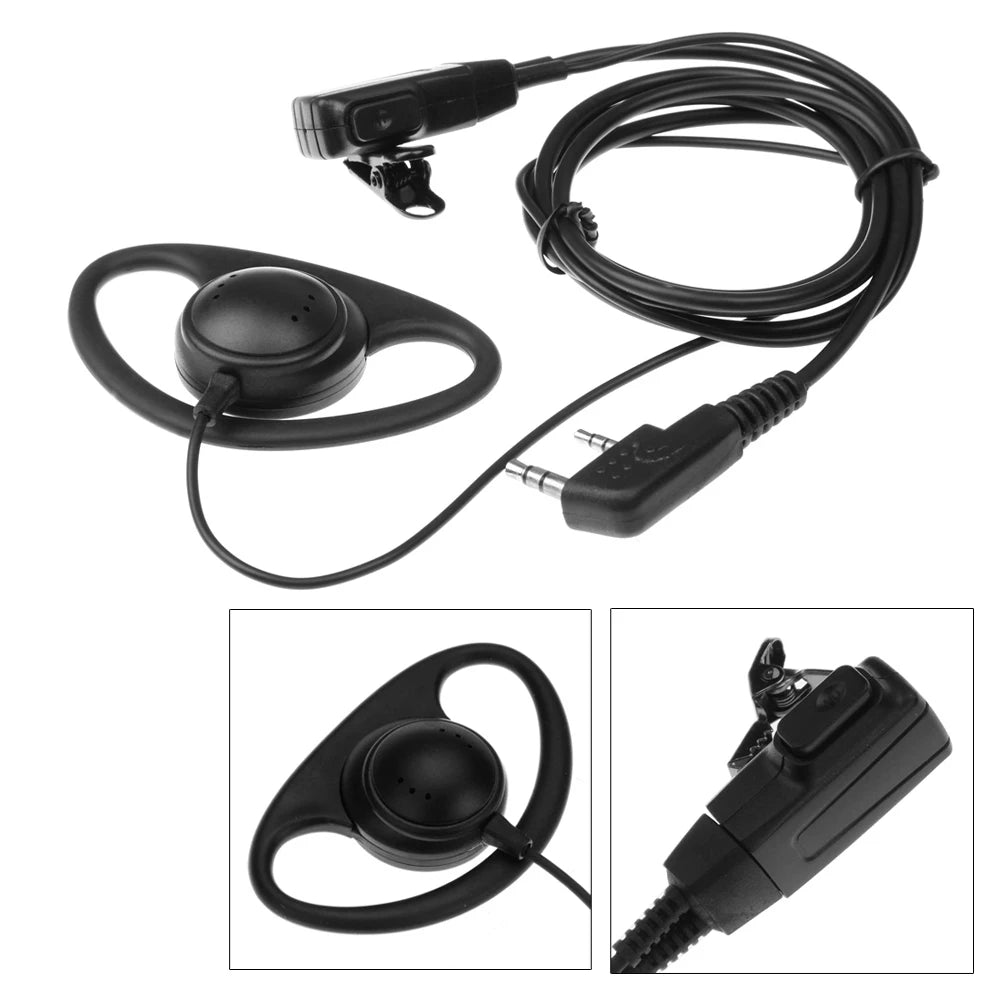 2-Pin D-Shape Walkie Talkie Headset MIC PTT – Baofeng Kenwood
