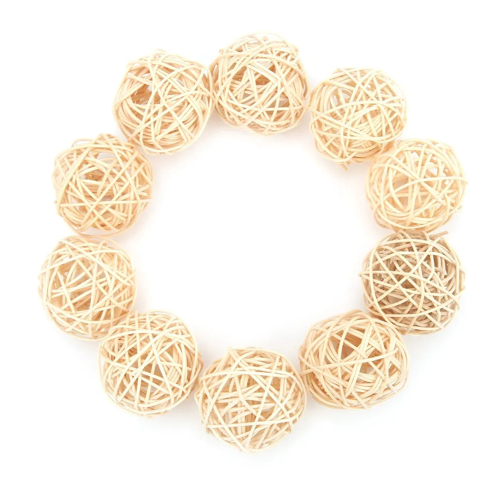10-Pack Handwoven Rattan Chew Balls for Birds & Small Pets 5cm