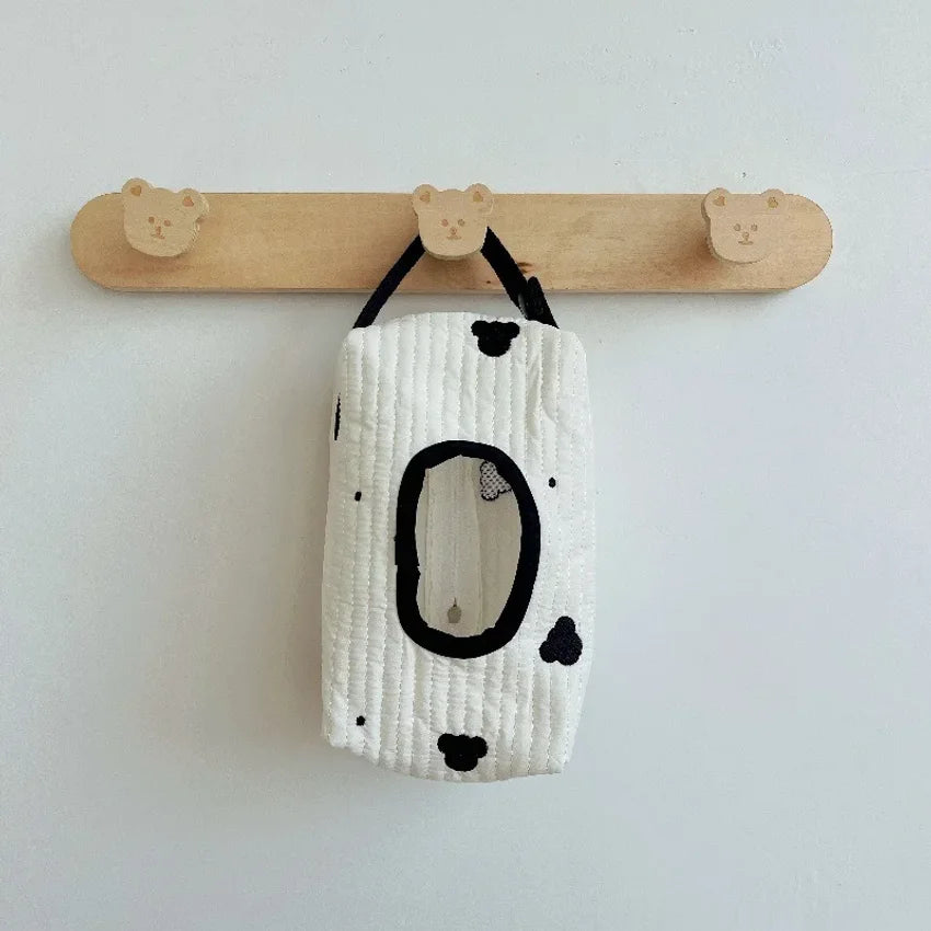 Cartoon Bear Flip Tissue Box Car Hanging Wet Wipes Holder