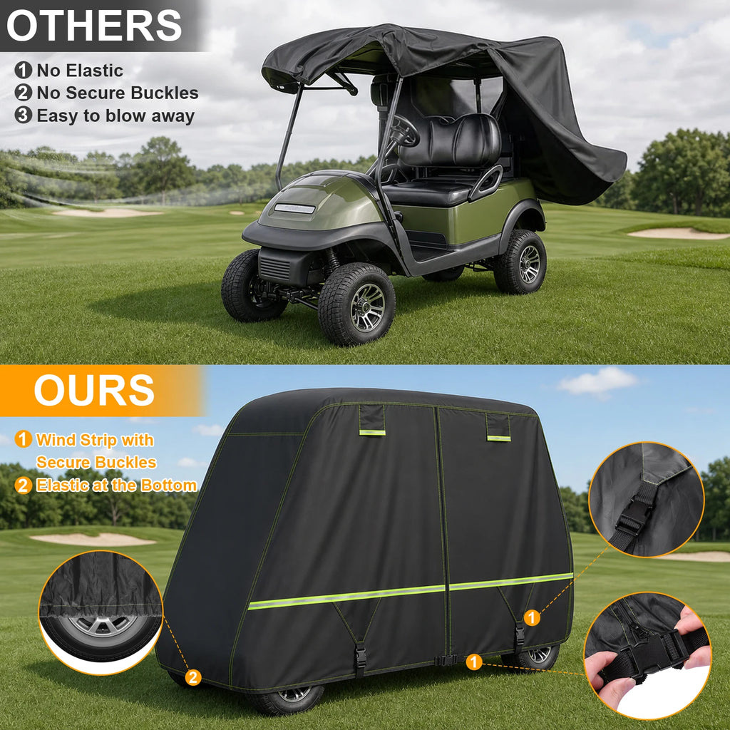Waterproof 400D Golf Cart Cover – Fits 2 & 4 Passenger Carts