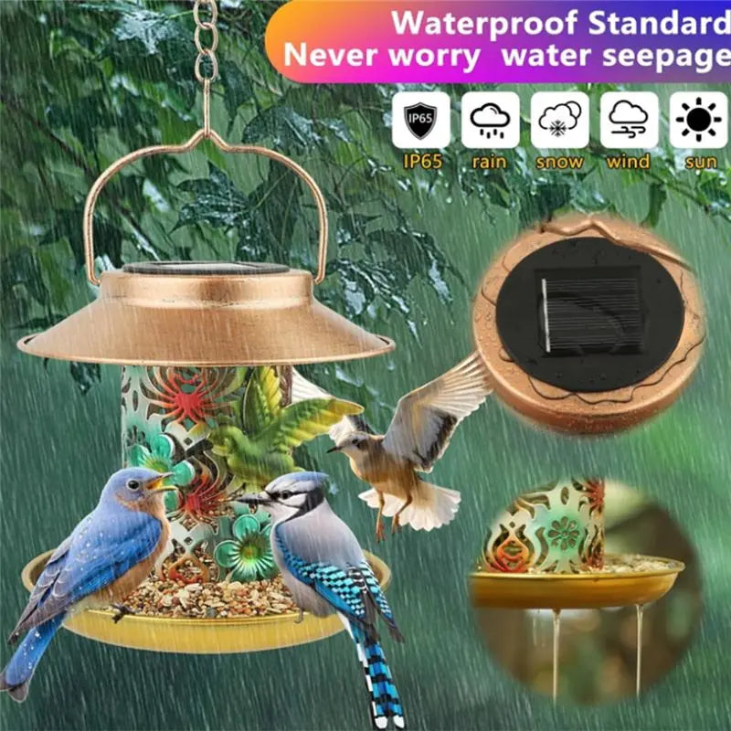 Solar Bird Feeder Hanging Lantern – Outdoor Garden Décor