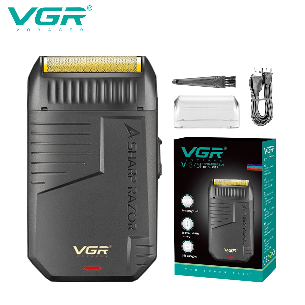 VGR V-375 Rechargeable Foil Shaver & Beard Trimmer for Men