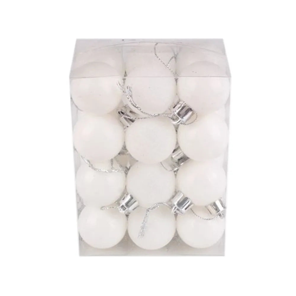 24-Pack Glitter Christmas Ball Ornaments 30mm Gold Pink Champagne