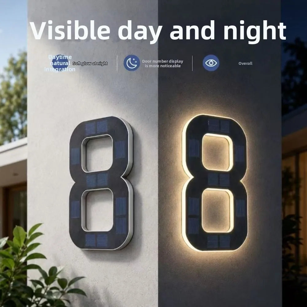 Solar LED House Numbers 6.7" IP44 Waterproof Auto Light-Up