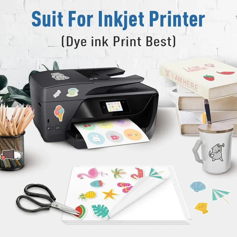30-Pack A4 Printable Vinyl Sticker Paper – Glossy, Matte & Clear