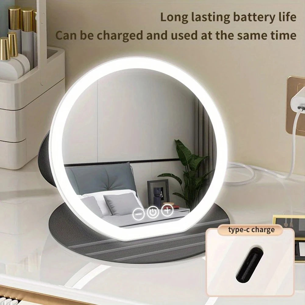 Foldable LED Vanity Mirror – Dimmable Rechargeable Makeup Mirror